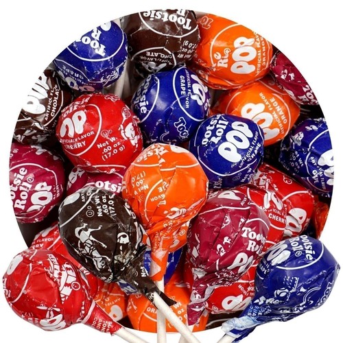 Tootsie roll pops with - roll,